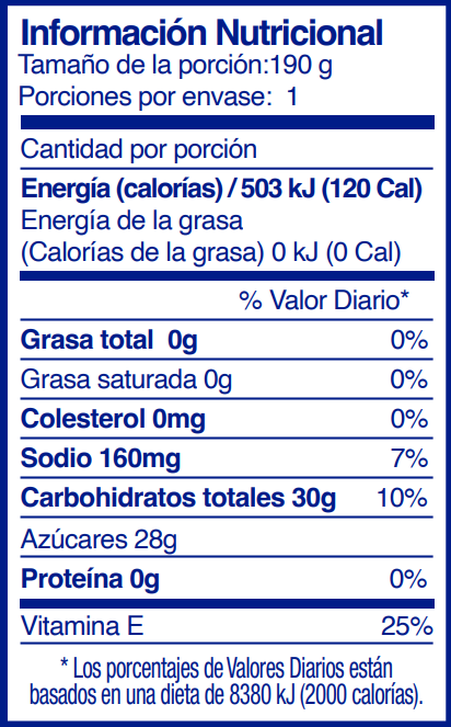 Informacion Nutricional Gelatoni Life 190g