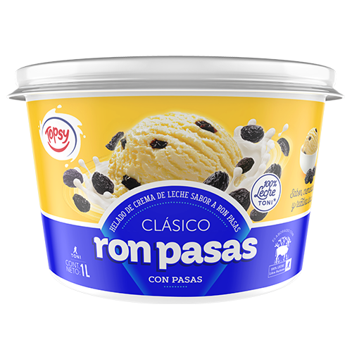 Topsy Helado litro de ron-pasas